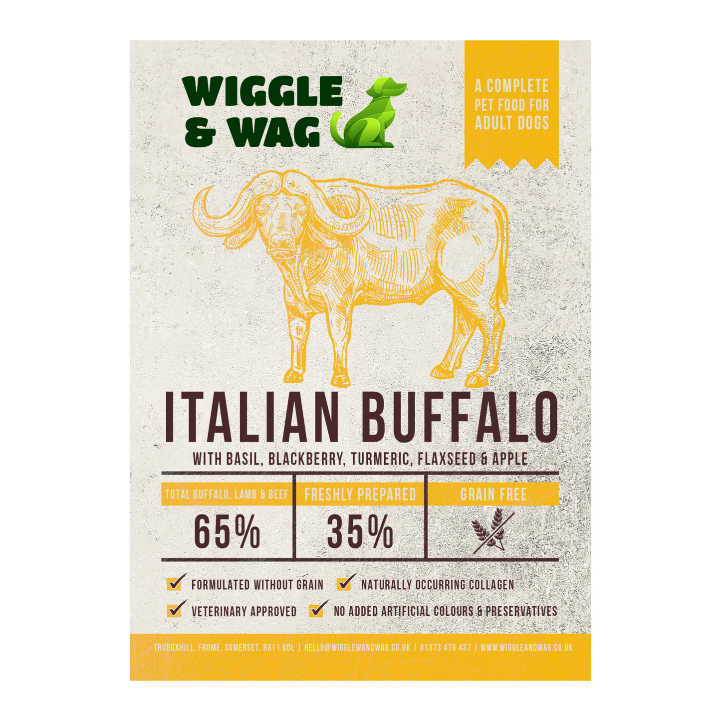 Grain Free Dog Food - Italian Buffalo, Complete adult dog food